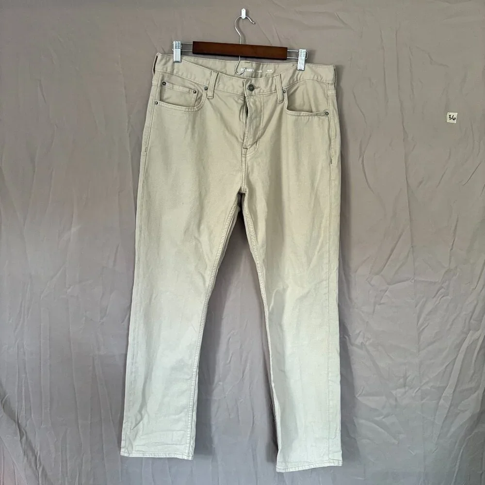 Old Navy Mens 5 Pocket Slim Light Khaki Built in Flex 34X30 Preppy Office Casual - Picture 1 of 12